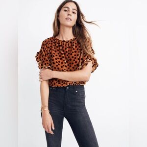 Madewell Brown Polka Dot Blouse